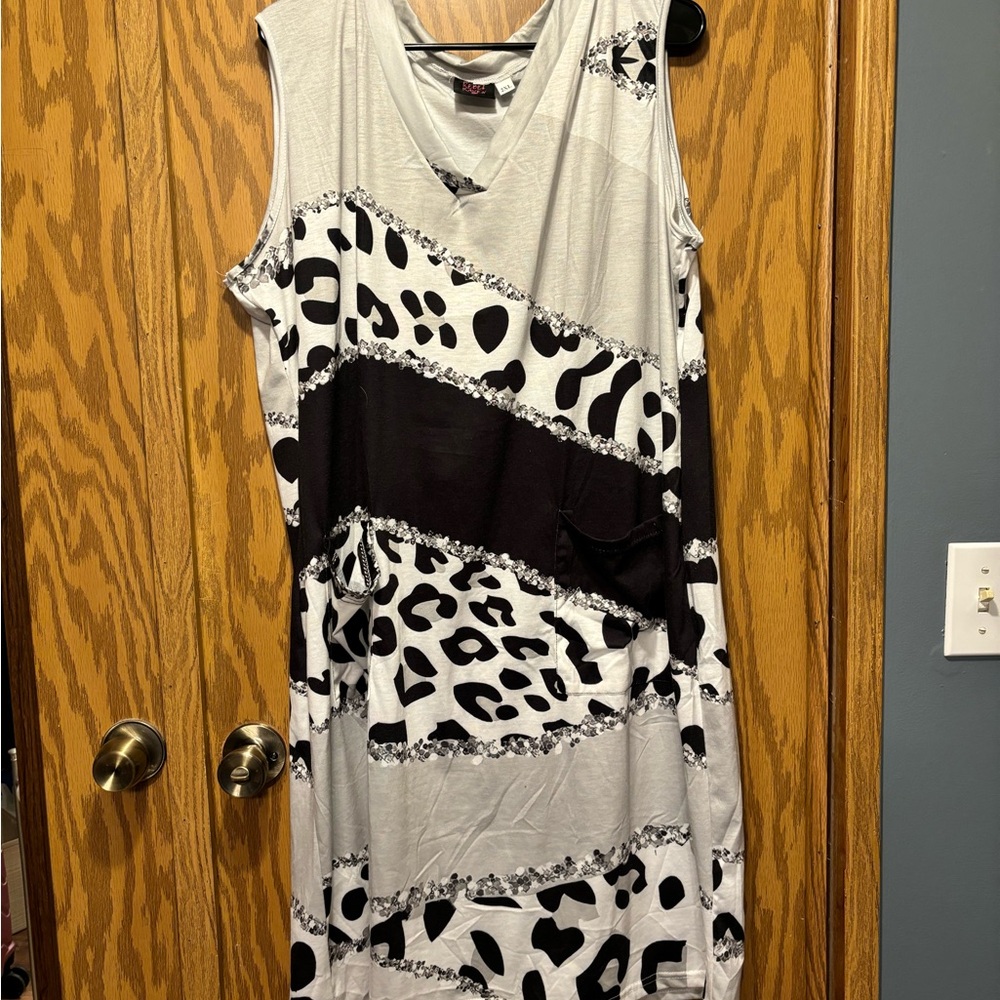 Gray and Black Animal Print Dress